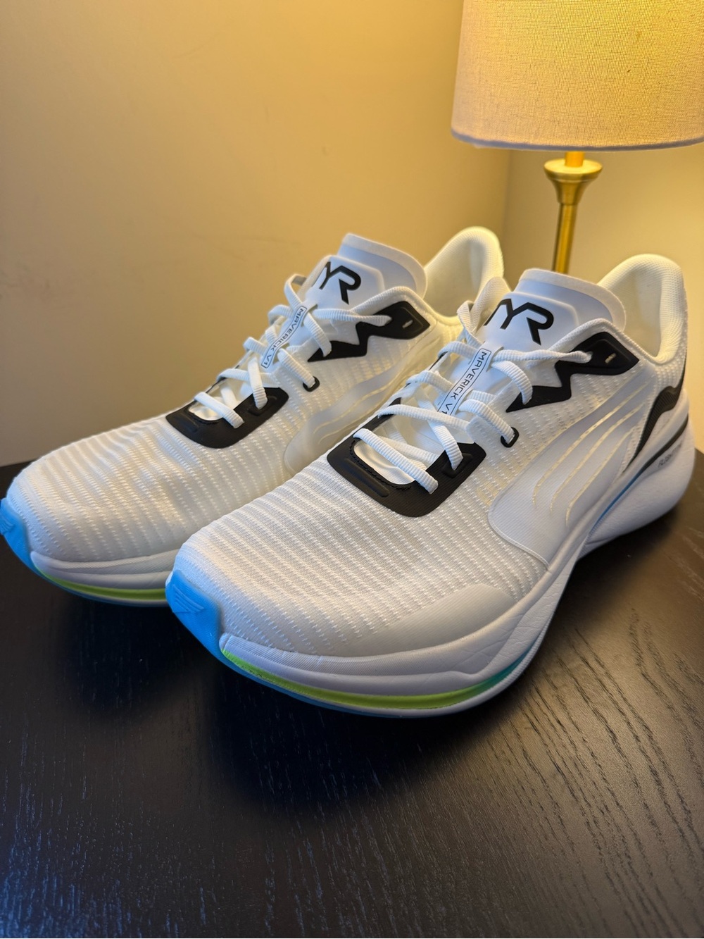 TYR Men's White Running Shoes w/Blue Accents - Maverick V1 - Size 15